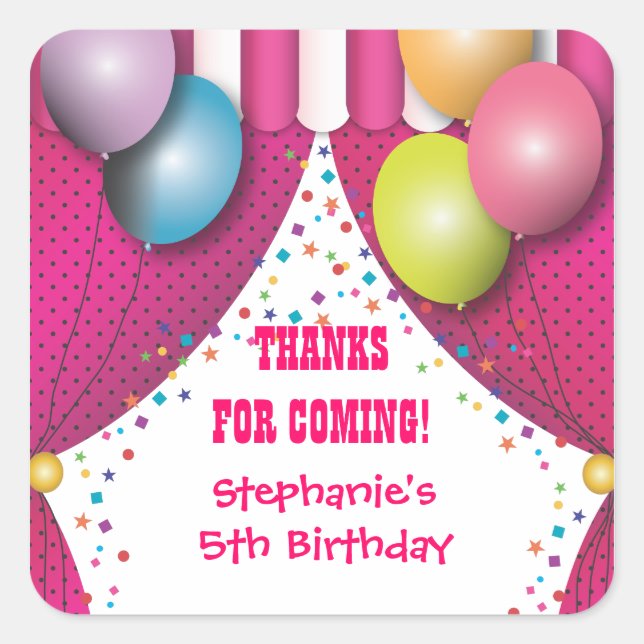 Cumpleaños del Carnaval de Circo Gracias Pegatina (Anverso)