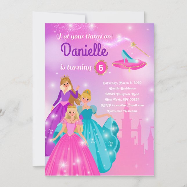 Cumpleaños del Chica - Invitación a la Princesa (Anverso)