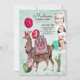 Cumpleaños del Fiesta Zoo | Llama | Invitaciones