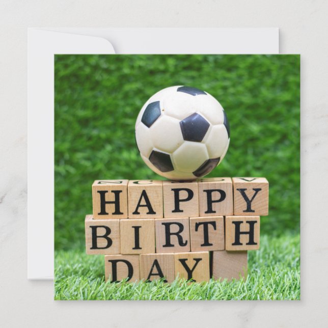 Cumpleaños del fútbol con la pelota y palabra de c (Anverso)