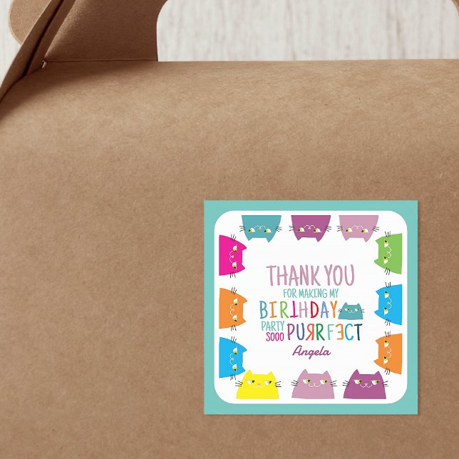 Cumpleaños del Gato Gracias Pegatina de Ronda Clás (Subido por el creador)