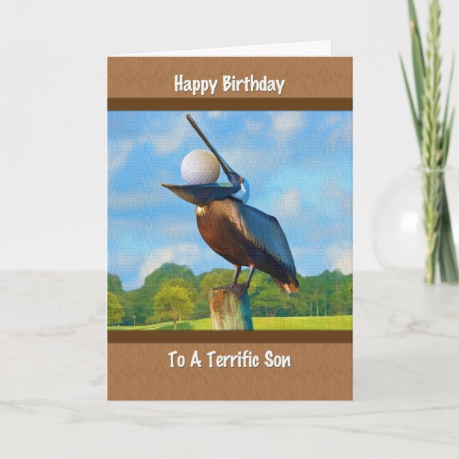 Cumpleaños del hijo, Pelican con tarjeta de bolas  (Anverso)