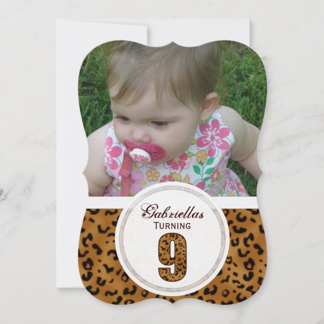 Cumpleaños del leopardo 9: Foto: Invitación a la f (Anverso)