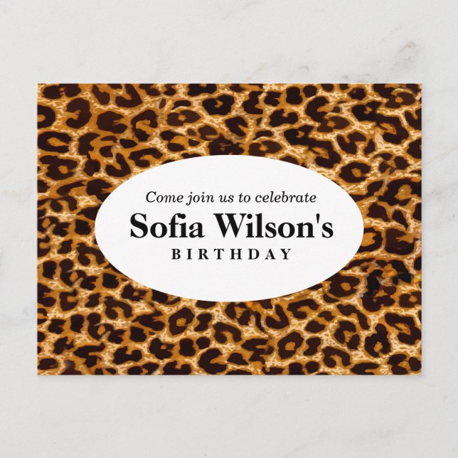 cumpleaños del leopardo de chita marrón Invitación (Anverso)