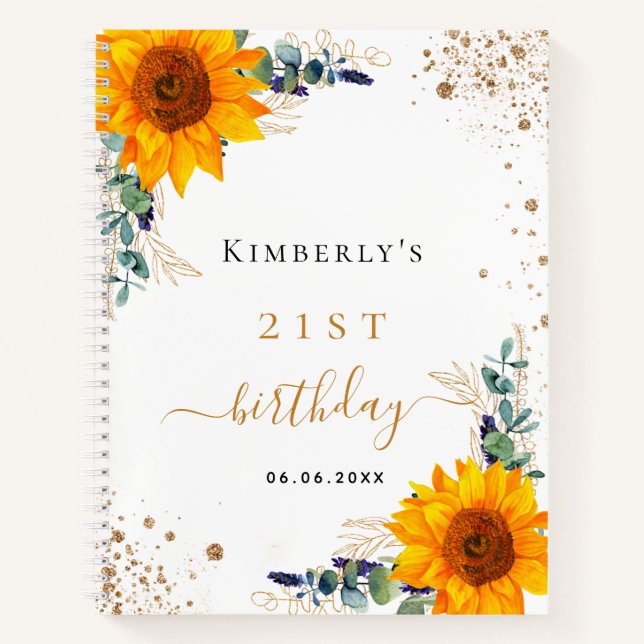 Cumpleaños del libro de invitados Sunflowers eucal (Anverso)