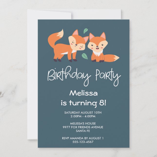 Cumpleaños del Naranja Cute Foxes (Anverso)
