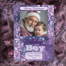 Cumpleaños del Niño con Floral de Agua Navidad Púr
