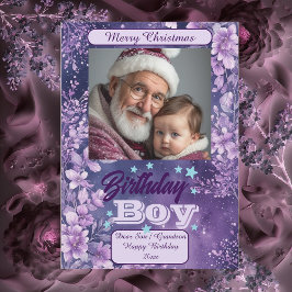 Cumpleaños del Niño con Floral de Agua Navidad Púr