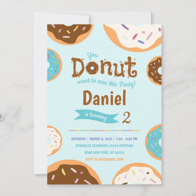 Cumpleaños del niño - Fiesta de Donut - Invitación (Anverso)