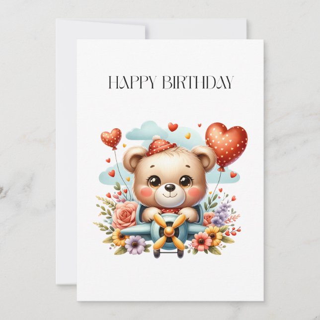 Cumpleaños del piloto de osito de peluche (Anverso)