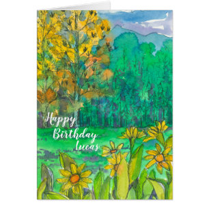 Cumpleaños del prado de la montaña del otoño feliz
