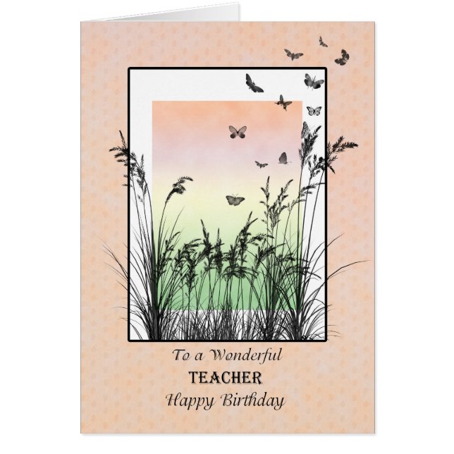 Cumpleaños del profesor, con mariposas (Frente)