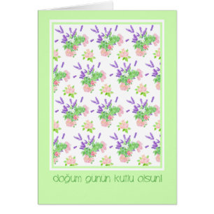 Cumpleaños del saludo en lengua floral turca bonit