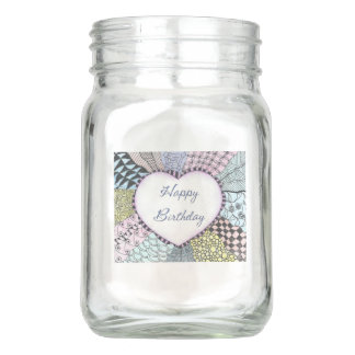 Cumpleaños del tarro de albañil del florero feliz