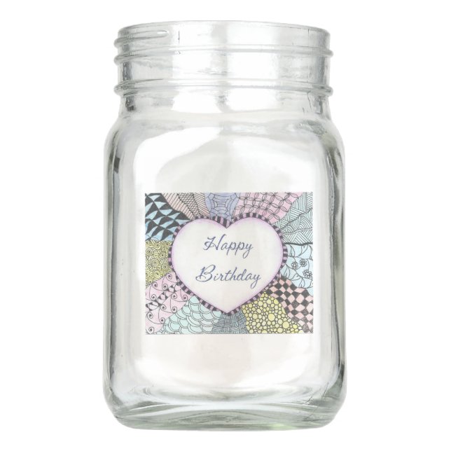 Cumpleaños del tarro de albañil del florero feliz (Anverso)