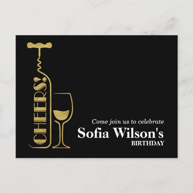 cumpleaños del vino de víveres Invitación postal (Anverso)