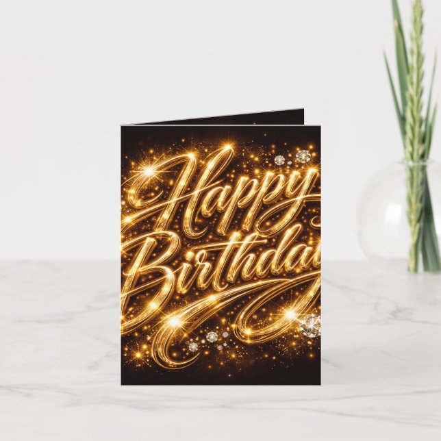 Cumpleaños Diamond Glow — Invitación 3D GoldenFold (Anverso)
