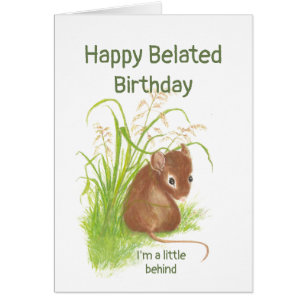 Cumpleaños divertido, tardío, con el ratón lindo