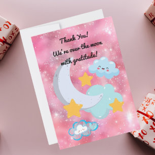 Cumpleaños Dos a la Luna Tarjeta de agradecimiento
