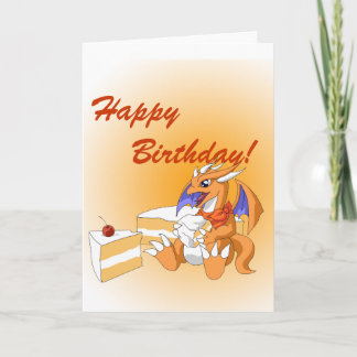 Cumpleaños Dragón con tarjeta de saludo de Pastel
