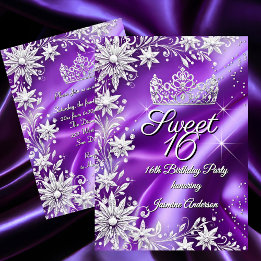 Cumpleaños Dulces 16 Invitación Morado Plata Invie