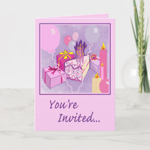CUMPLEAÑOS EN INVITACIÓN ROSA