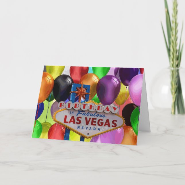 Cumpleaños En La Fabulosa Tarjeta Las Vegas (Anverso)