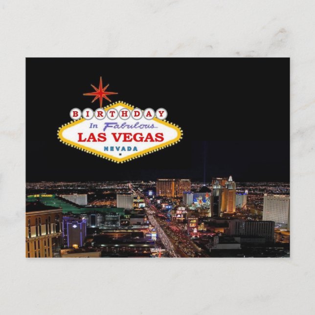 Cumpleaños en la postal fabulosa de Las Vegas (Anverso)
