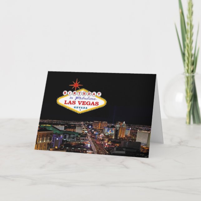 Cumpleaños en la tarjeta fabulosa de Las Vegas (Anverso)