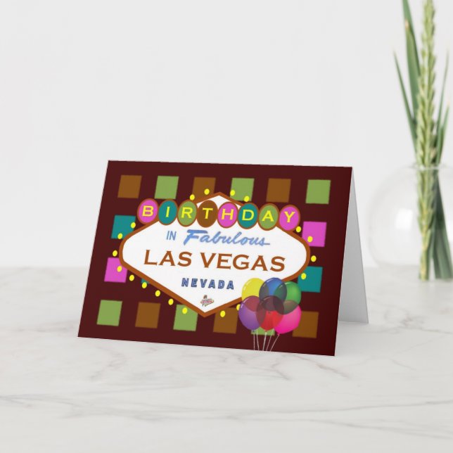 CUMPLEAÑOS En La Tarjeta Las Vegas, globos! (Anverso)