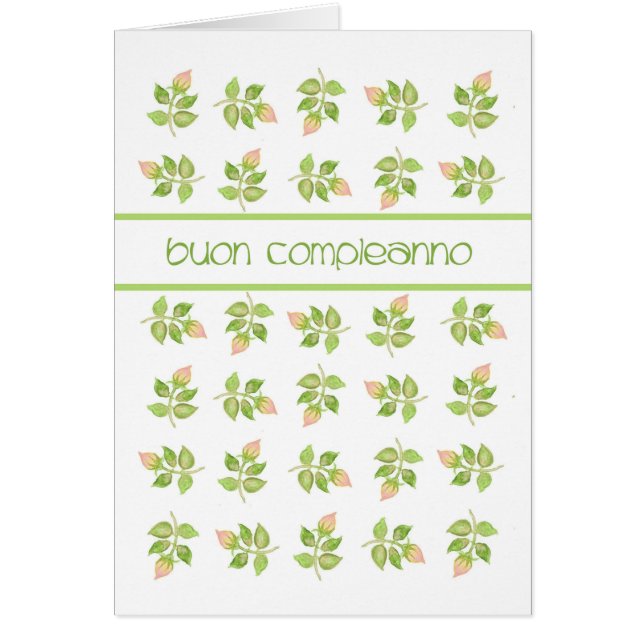 Cumpleaños en lengua italiana de rosebuds rosados  (Frente)