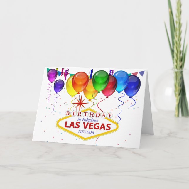 Cumpleaños en tarjeta de Las Vegas (Anverso)