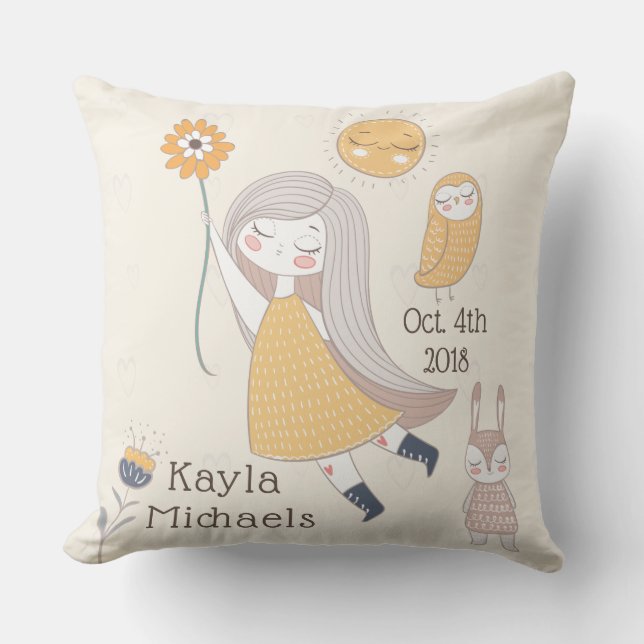 Cumpleaños "¡Es una niña! Almohada con nombre pers (Anverso)