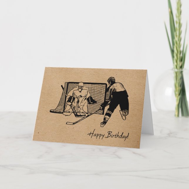 Cumpleaños! Esbozo de tinta de tarjeta de hockey (Anverso)