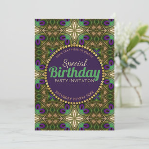 Cumpleaños especial de Peacock Cross Purple Green