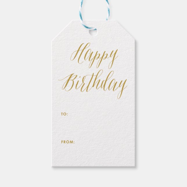 Cumpleaños | Etiqueta de regalo de caligrafía mode (Anverso)