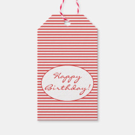 Cumpleaños | Etiquetas de regalo Preppy Red Stripe