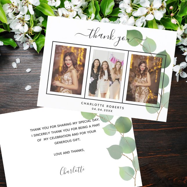 Cumpleaños eucalipto foto tarjeta de agradecimient (Subido por el creador)