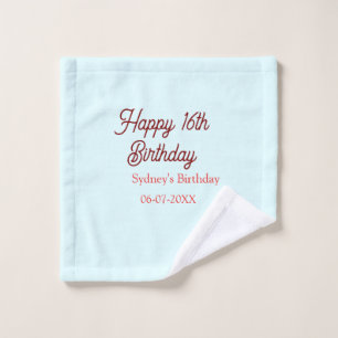 Cumpleaños feliz 16 pastel azul rojo nombre fecha 