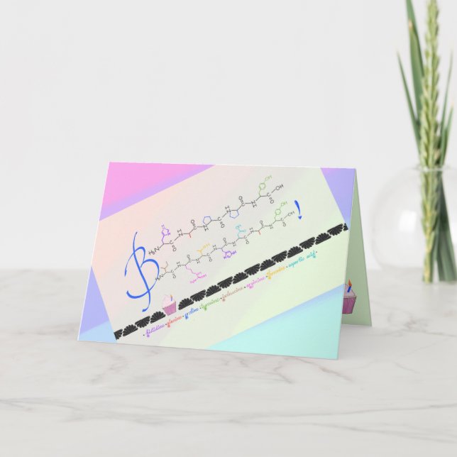 Cumpleaños feliz - aminoácidos - tarjeta personali (Anverso)