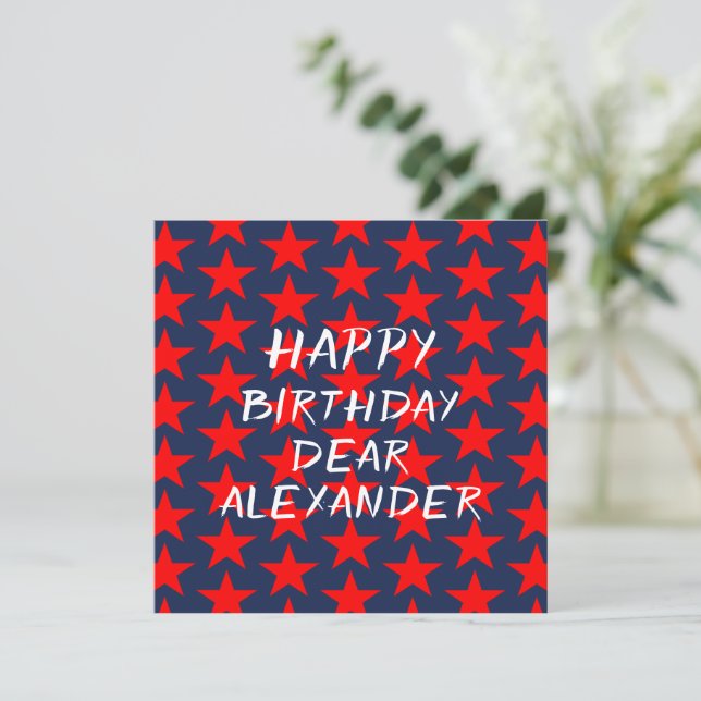 Cumpleaños Feliz Azul Y Rojo (Anverso de pie)