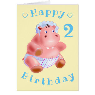 Cumpleaños feliz - Bebé lindo Hippo - Personalizad