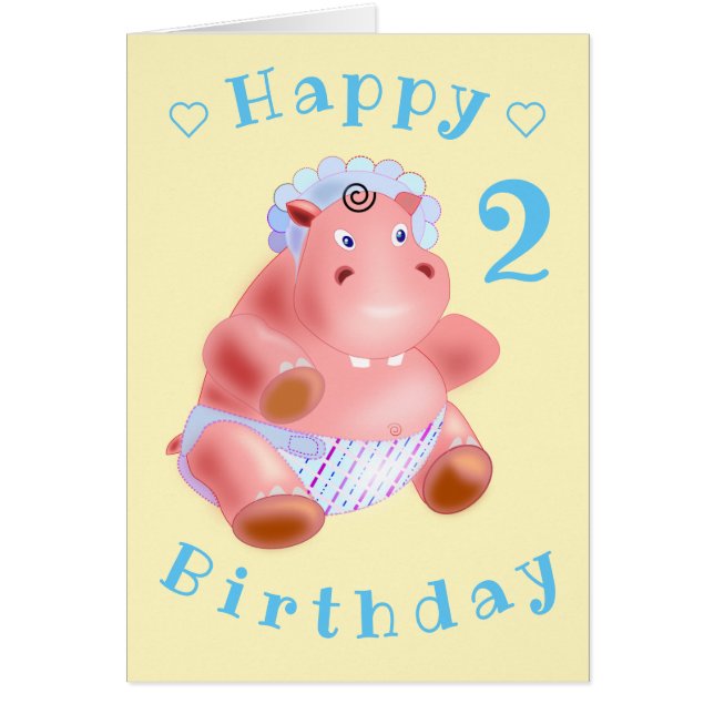 Cumpleaños feliz - Bebé lindo Hippo - Personalizad (Frente)