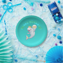 Cumpleaños Feliz Beluga Boo Plato de Papel 7"