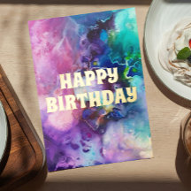 Cumpleaños Feliz Caprichoso Arcoíris Acuarela