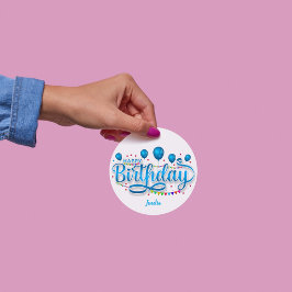 "Cumpleaños feliz" con etiqueta de nombre minimali