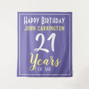 Cumpleaños Feliz con Nombre y Edad 21 Años Tapiz