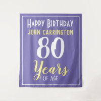 Cumpleaños Feliz con Nombre y Edad 80 Años Tapiz