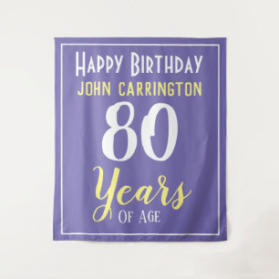 Cumpleaños Feliz con Nombre y Edad 80 Años Tapiz