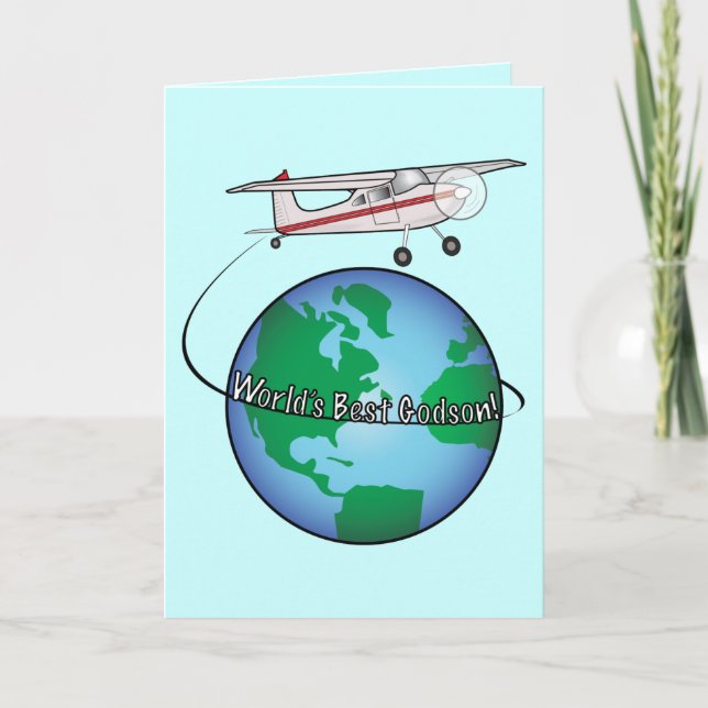 Cumpleaños feliz de Godson con tarjeta de avión (Anverso)
